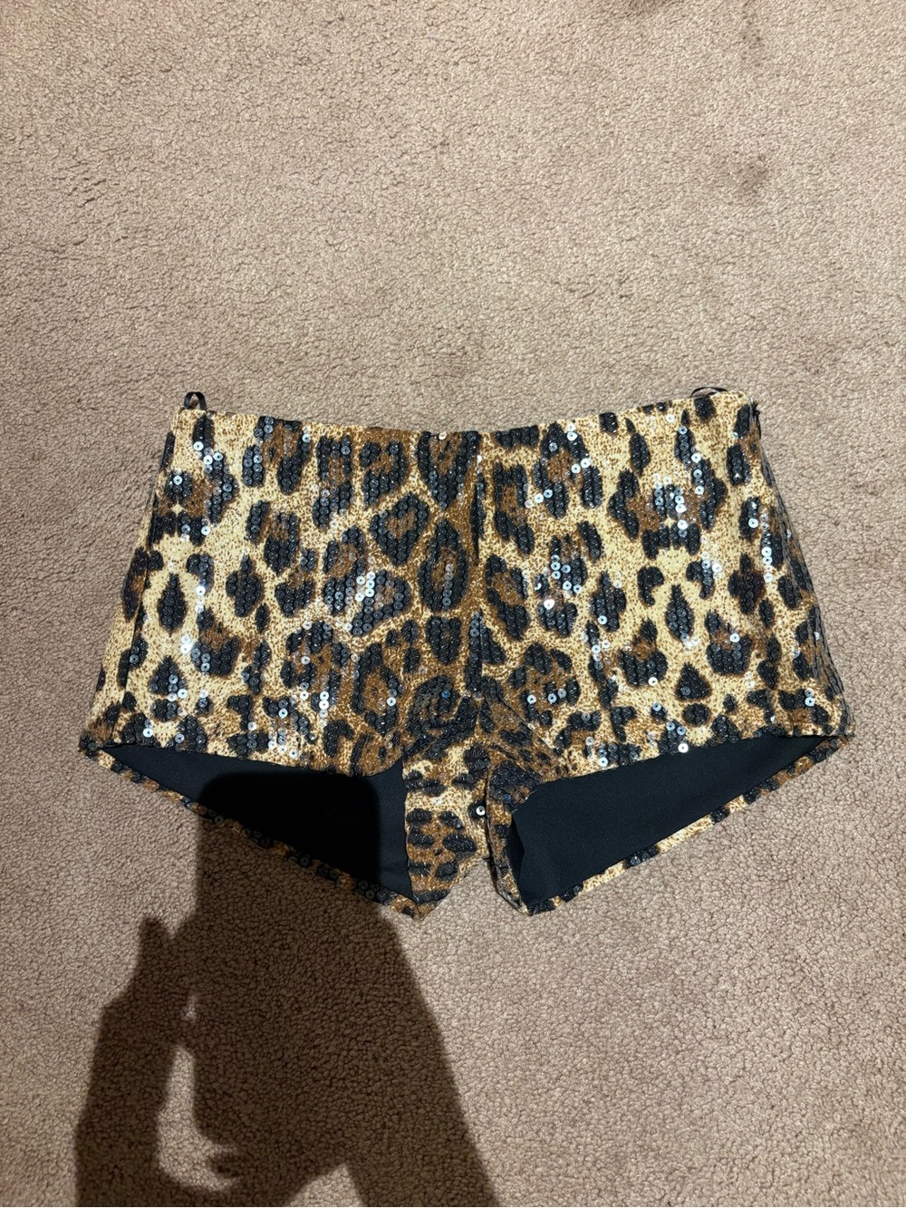 Nwt Edikted Leopard Sequin Bike Shorts - Gold & Black size xs